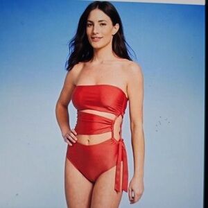 Shade & Shore Red/PID,One Piece Swimwear, Size Small,with Elegant Design,NWT
